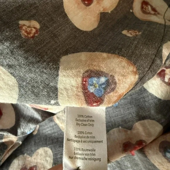 Rachel Antonoff Long Sleeve Mini Laura Dress 100% Cotton Heart Cookies Tie Neck - Picture 11 of 12